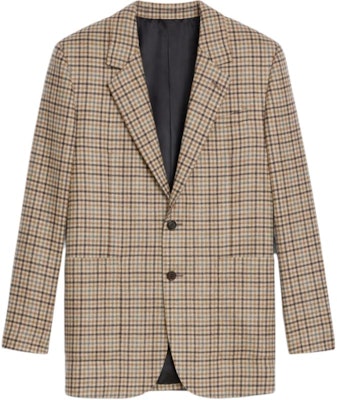 (W) CELINE Blazer Marrón de Cuadros con Manga Larga Ajustado 2V00G518R-02AD Buy (W) CELINE Blazer Marrón de Cuadros con Manga Larga Ajustado 2V00G518R-02AD