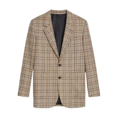 (Women) CELINE Plaid Long Sleeve Tailored Blazer Brown 2V00G518R-02AD