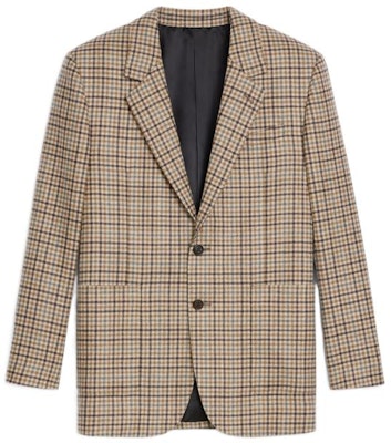 (W) CELINE Blazer Marrón de Cuadros con Manga Larga Ajustado 2V00G518R-02AD Order (W) CELINE Blazer Marrón de Cuadros con Manga Larga Ajustado 2V00G518R-02AD