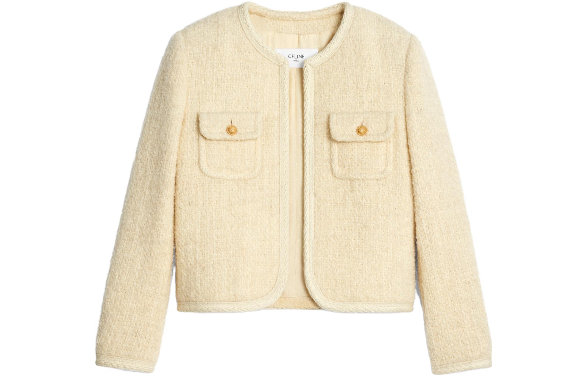 Order (W) セリーヌ ピュアカラーツイードジャケットコート - バニラカラー. 2V55Q227V-01VA