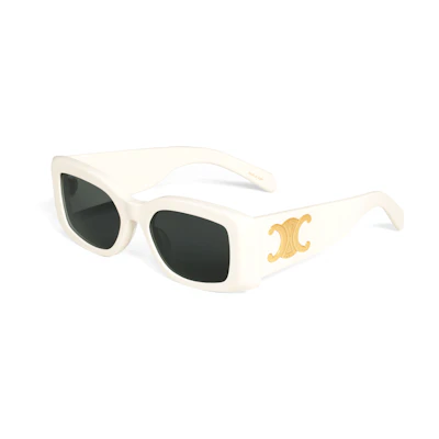 (Women) CELINE Rectangle Acetate Sunglasses White with Logo Temples. 4S282CPLB01AV