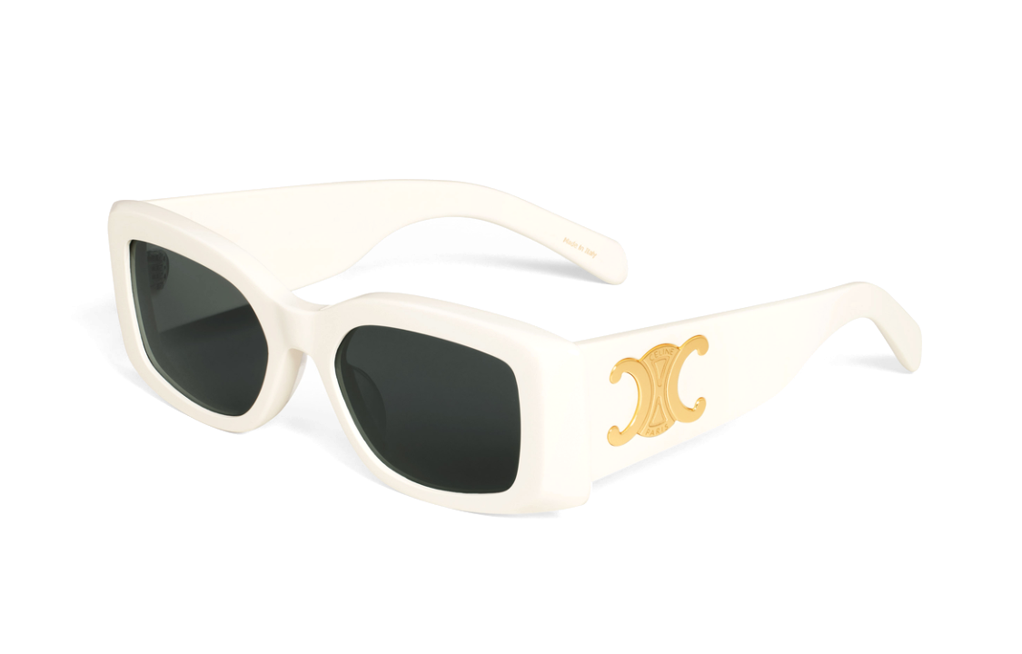 (Women) CELINE  Rectangle Acetate Sunglasses White with Logo Temples. 4S282CPLB01AV 圖 2