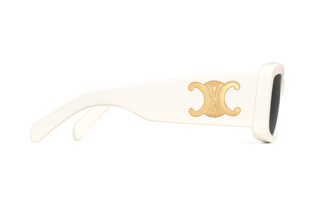 (Women) CELINE  Rectangle Acetate Sunglasses White with Logo Temples. 4S282CPLB01AV 圖 4