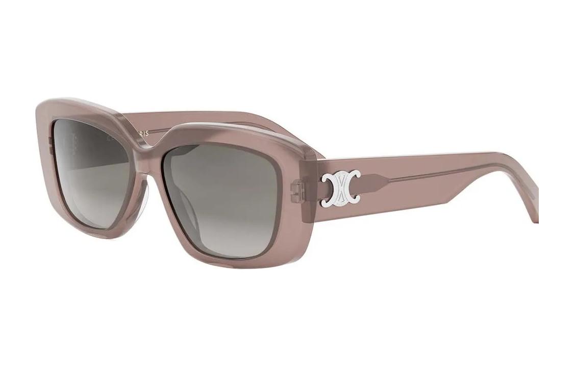 (Women) CELINE  Rectangular Acetate Sunglasses with Logo Temples - Brown. CL40216U45B