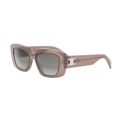 (Women) CELINE Rectangular Acetate Sunglasses with Logo Temples - Brown. CL40216U45B