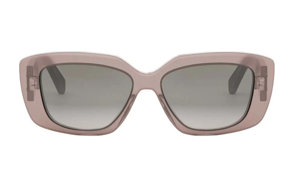 (Women) CELINE  Rectangular Acetate Sunglasses with Logo Temples - Brown. CL40216U45B 圖 3