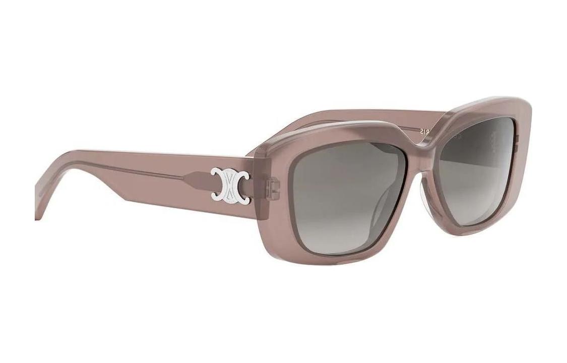 (Women) CELINE  Rectangular Acetate Sunglasses with Logo Temples - Brown. CL40216U45B 圖 4