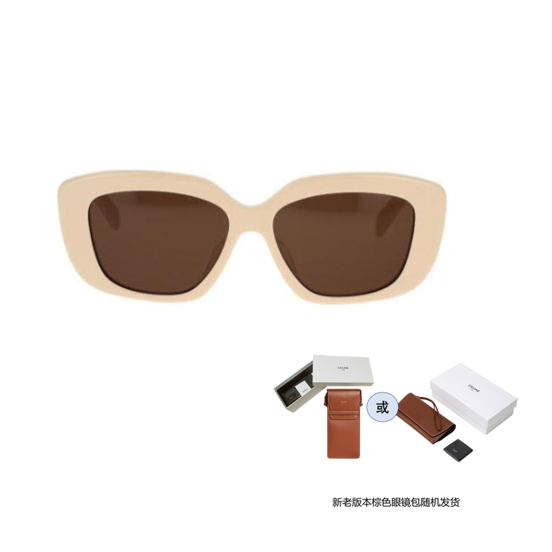 (Women) CELINE  Rectangular Beige Sunglasses with Logo Temple Design. CL40216U5525E 圖 2