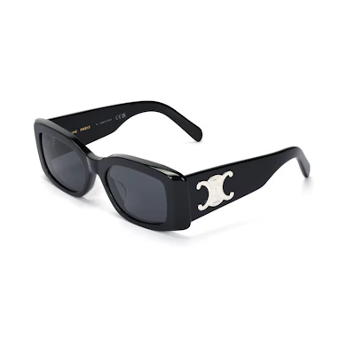 (Women) CELINE Rectangular Black Sunglasses with Engraved Temples. CL40282U5301A