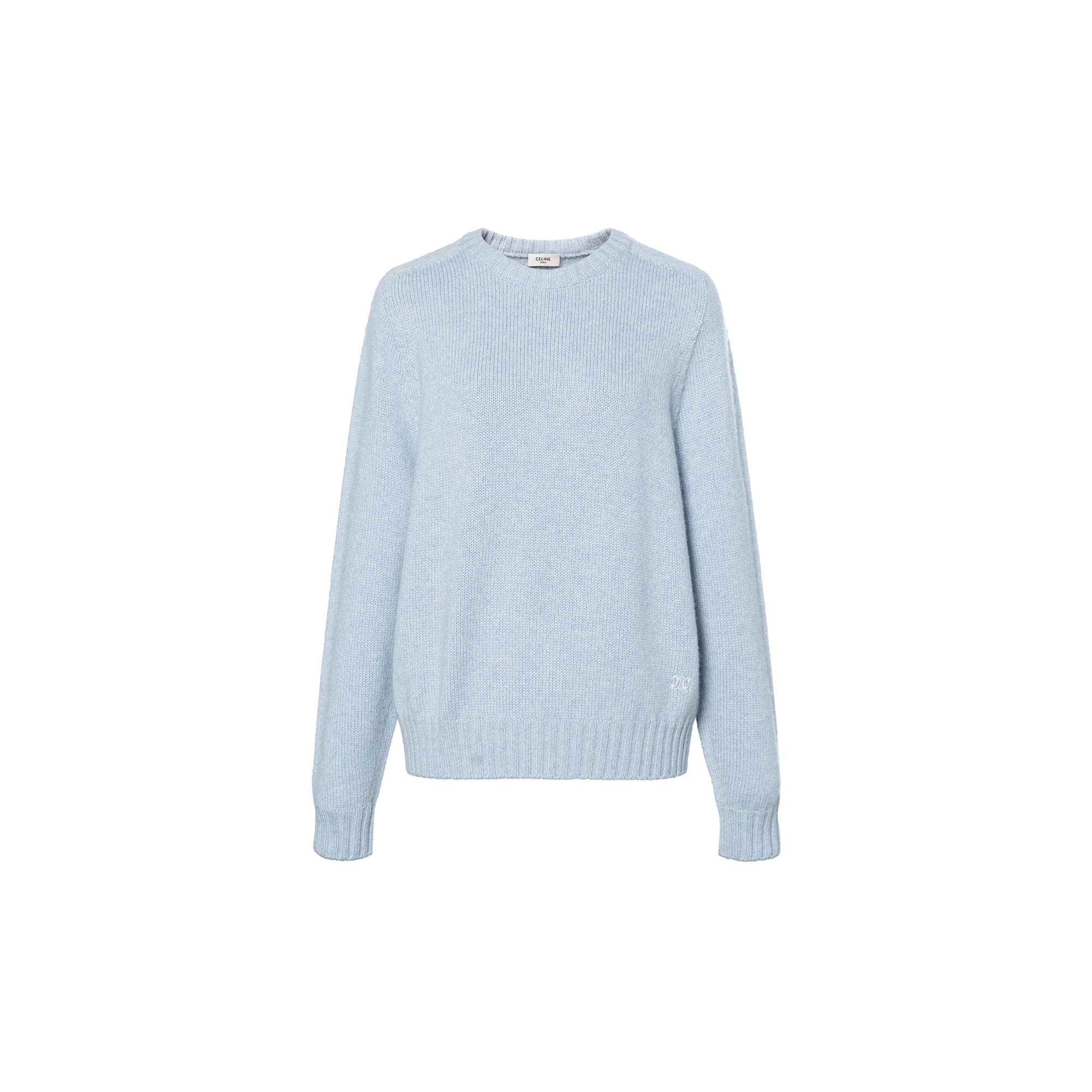 (Women) CELINE  Seamless Cashmere Boxy Crewneck Sweater Blue. 2A78E384D-05LB