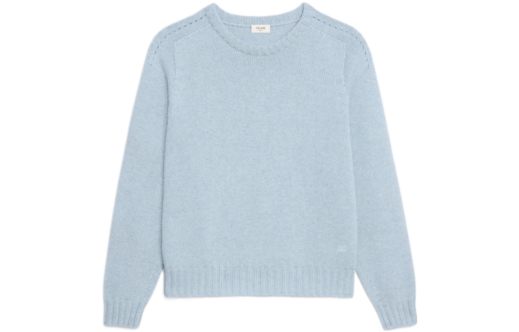 Order (W) セリーヌ シームレス カシミア ボクシー クルーネック セーター ブルー 2A78E384D-05LB