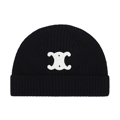 (Women) CELINE Seamless Cashmere TRIOMPHE Beanie Hat. 2AA32384D-38NO