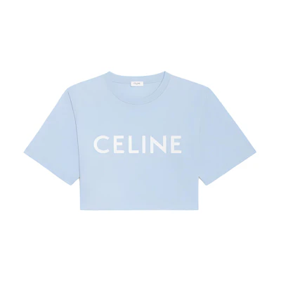 (Women) CELINE Short Sleeve T-Shirt Blue with Logo Design. 2X761501F-07WC