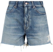 (Women) CELINE Slim Fit Denim Shorts Blue with Patterned Print. 2N12B519X-08EL (Women) CELINE Slim Fit Denim Shorts Blue with Patterned Print. 2N12B519X-08EL