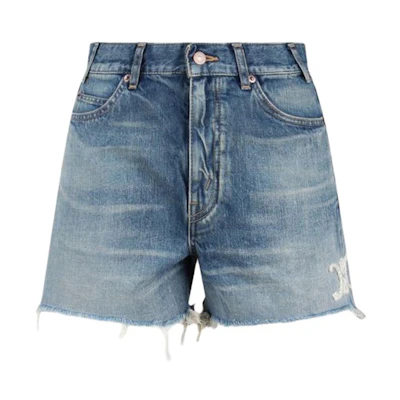 (Women) CELINE Slim Fit Denim Shorts Blue with Patterned Print. 2N12B519X-08EL