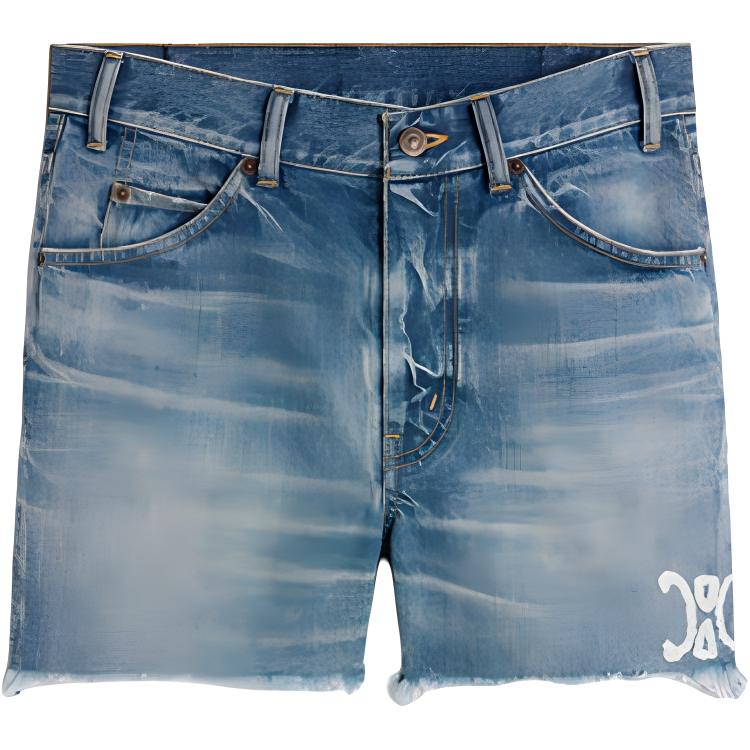 Order (W) CELINE Seluar Pendek Denim Slim Fit Biru dengan Corak Cetakan. 2N12B519X-08EL