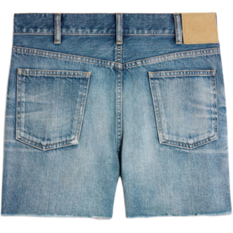 Lookbook (W) CELINE Seluar Pendek Denim Slim Fit Biru dengan Corak Cetakan. 2N12B519X-08EL