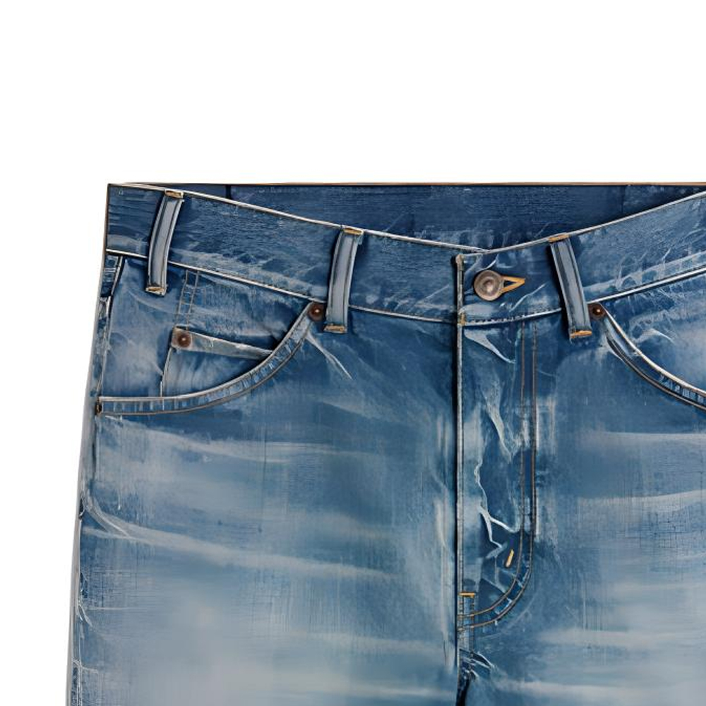 Shop (W) CELINE Seluar Pendek Denim Slim Fit Biru dengan Corak Cetakan. 2N12B519X-08EL