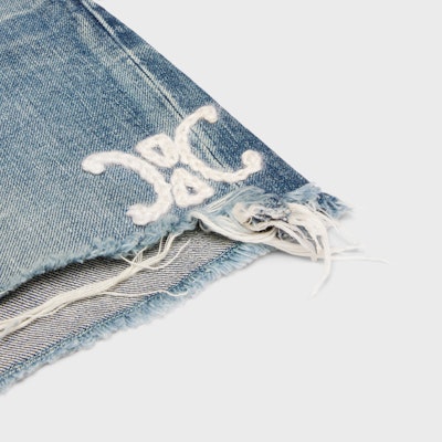 (Women) CELINE Slim Fit Denim Shorts Blue with Patterned Print. 2N12B519X-08EL Details for (Women) CELINE Slim Fit Denim Shorts Blue with Patterned Print. 2N12B519X-08EL