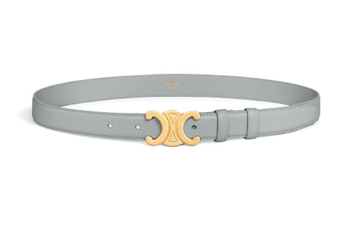 (Women) CELINE  Smooth Leather Belt with Buckle Pearl Blue 2.5cm Width 45AK93A01-07PL