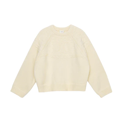 (Women) CELINE Solid Color Crewneck Pullover Sweater - Off-White. 2AD09305T-01OW