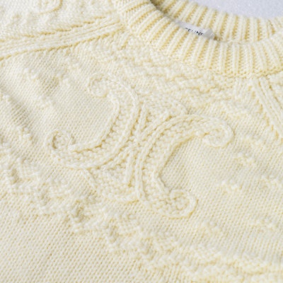 (W) 셀린느 솔리드 컬러 크루넥 풀오버 스웨터 - 오프화이트. 2AD09305T-01OW 3