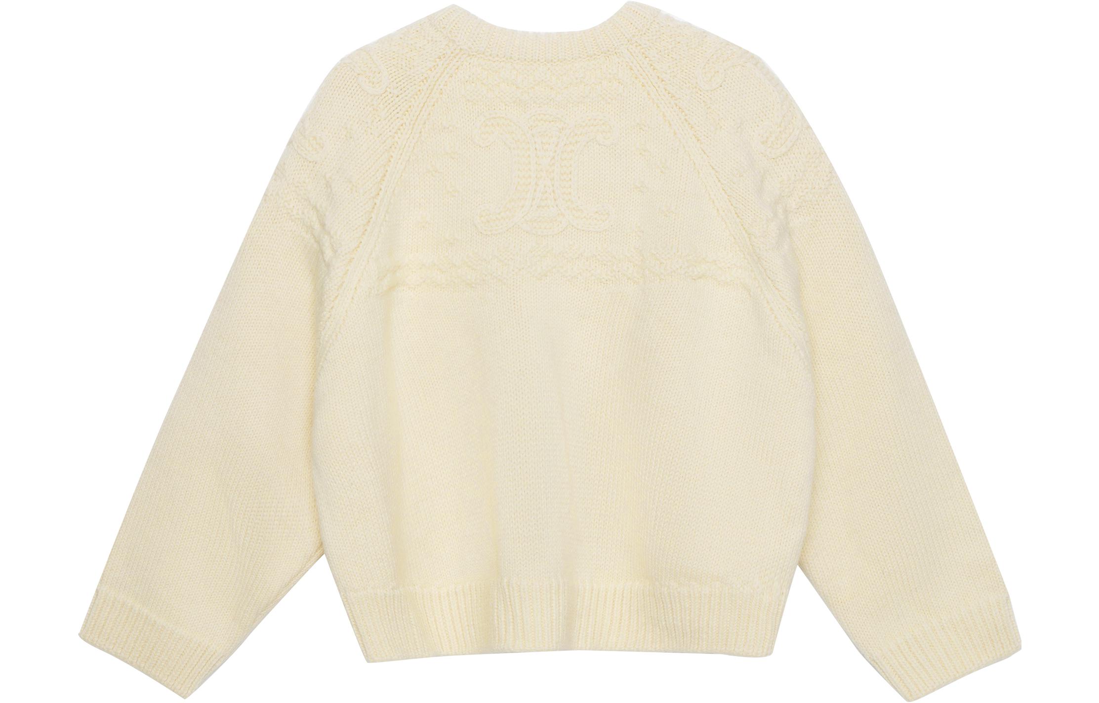 Lookbook (W) 셀린느 솔리드 컬러 크루넥 풀오버 스웨터 - 오프화이트. 2AD09305T-01OW