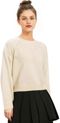 (W) 셀린느 솔리드 컬러 크루넥 풀오버 스웨터 - 오프화이트. 2AD09305T-01OW Details for (W) 셀린느 솔리드 컬러 크루넥 풀오버 스웨터 - 오프화이트. 2AD09305T-01OW