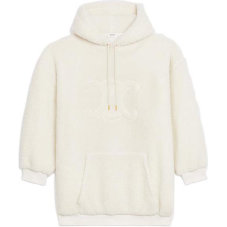 (Women) CELINE  Solid Jacquard Hoodie Long-Sleeve Sweatshirt Off-White 2Y15A699M-01OW