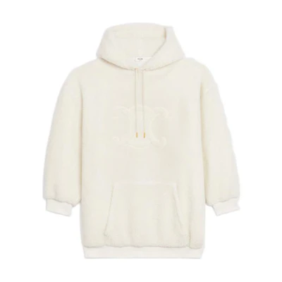 (Women) CELINE Solid Jacquard Hoodie Long-Sleeve Sweatshirt Off-White 2Y15A699M-01OW