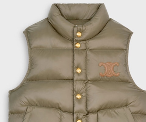 (W) CELINE 實心刺繡Logo單排扣無袖背心 2W987906V-02KK 4