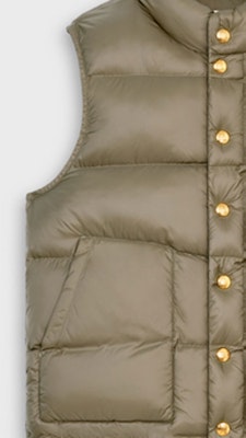 (W) CELINE 實心刺繡Logo單排扣無袖背心 2W987906V-02KK 5