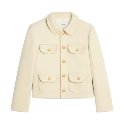(Women) CELINE Solid Single-Breasted Casual Jacket Off-White. 2V05Q998K-01OW