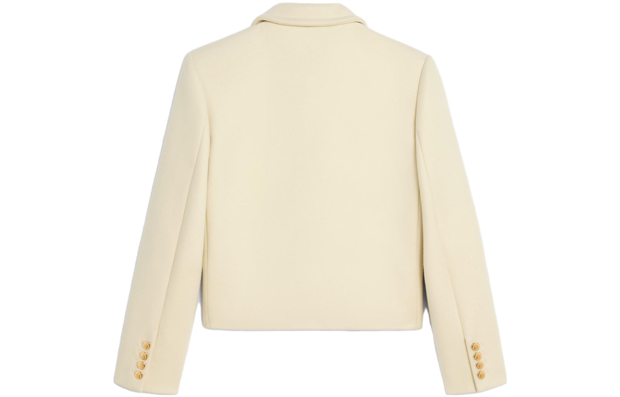 Lookbook (W) CELINE Jas Kasual Single-Breasted Warna Putih Gading. 2V05Q998K-01OW