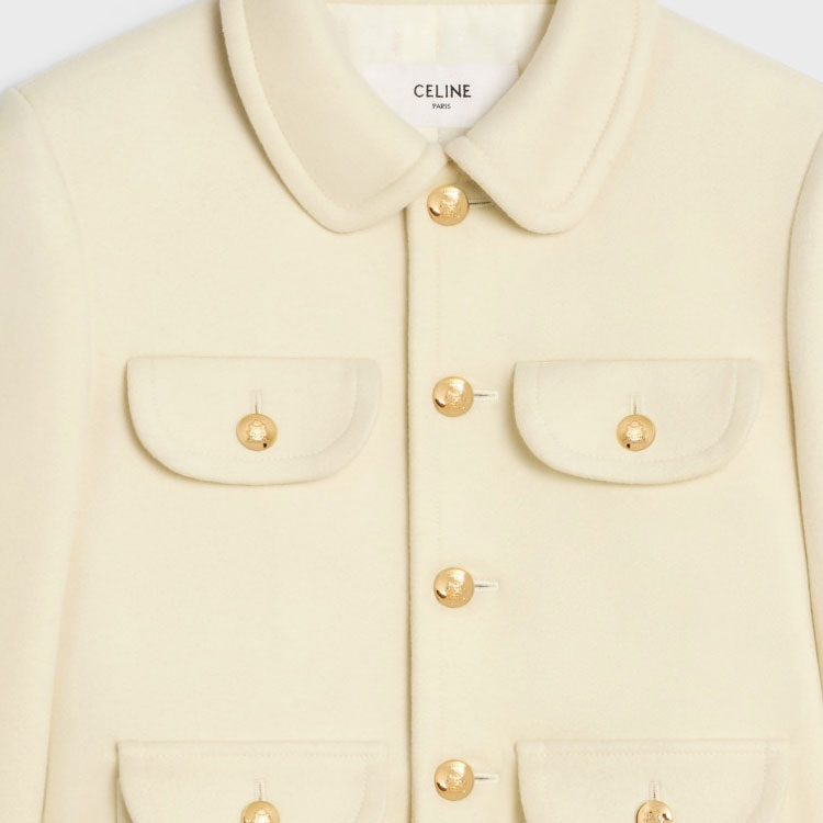 Purchase (W) CELINE Jas Kasual Single-Breasted Warna Putih Gading. 2V05Q998K-01OW