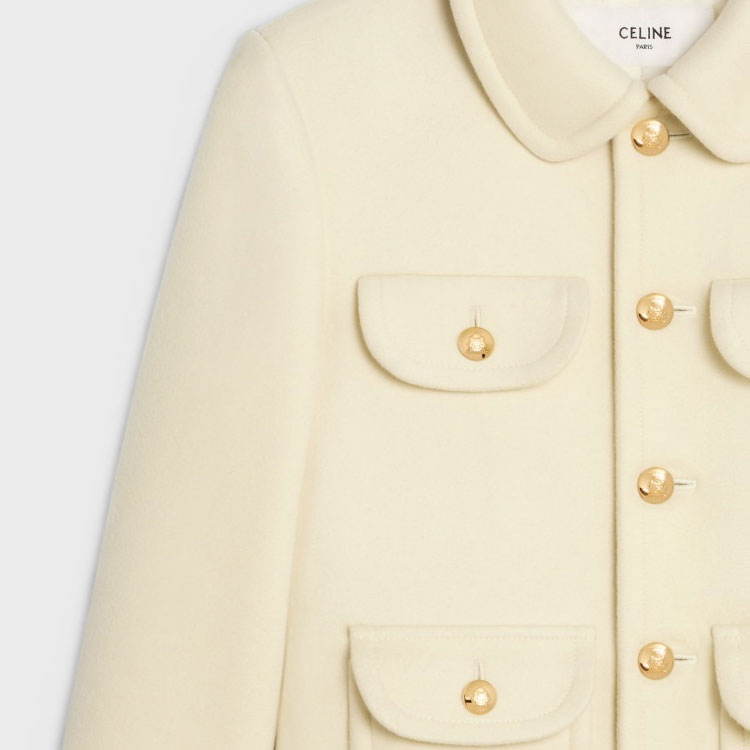 Details for (W) CELINE Jas Kasual Single-Breasted Warna Putih Gading. 2V05Q998K-01OW