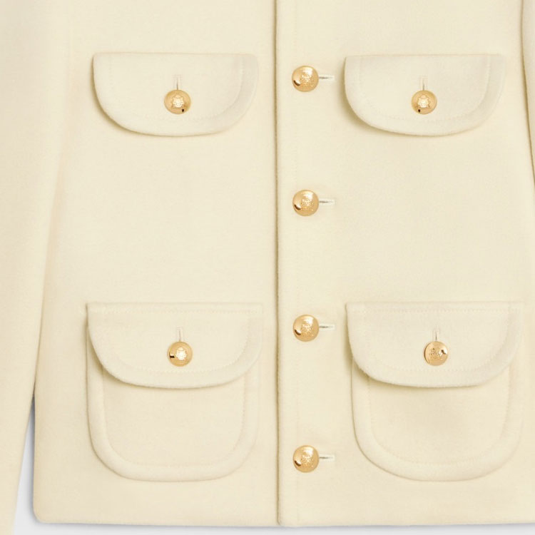 Cheap (W) CELINE Jas Kasual Single-Breasted Warna Putih Gading. 2V05Q998K-01OW