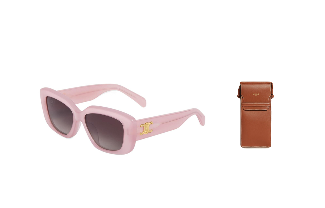(Women) CELINE  Square Acetate Sunglasses in Ivory Rose 4S216CPLB-25RO 圖 6