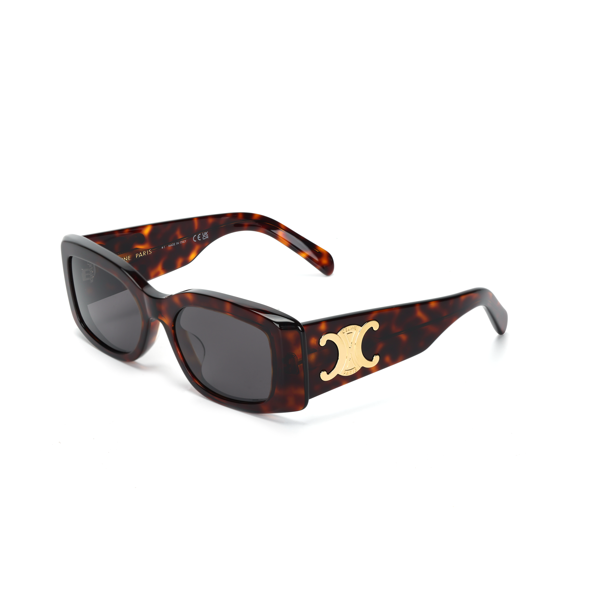 (Women) CELINE  Square Tortoiseshell Sunglasses with Logo Design. CL40282U5352A
