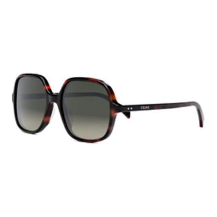 (Women) CELINE  Square Tortoiseshell Sunglasses with Logo Temples. CL40244U5652F