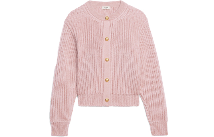 Order (W) CELINE SS22 Cárdigan Suéter de Punto de Mohair Rosa Acanalado. 2A47U377N-02CZ