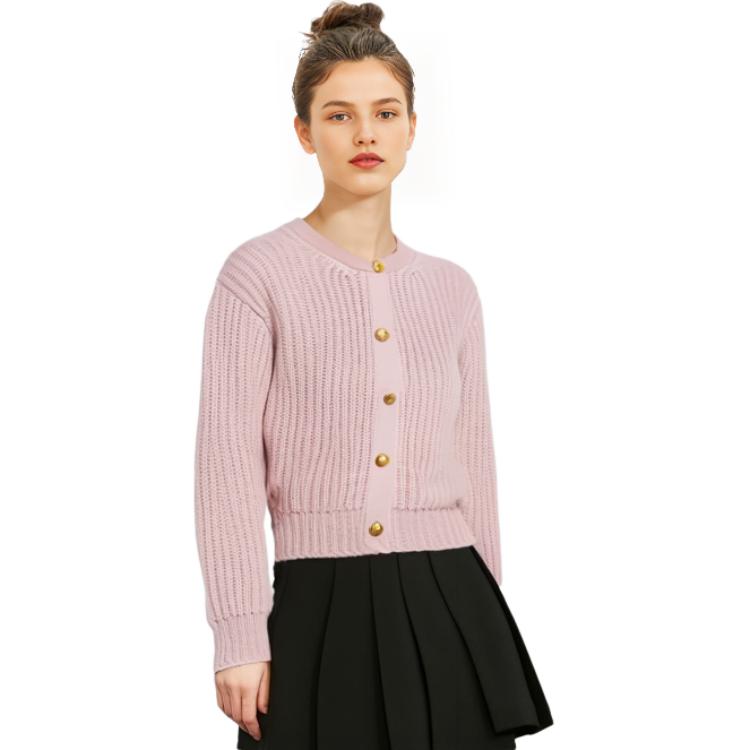 Shop (W) CELINE SS22 Cárdigan Suéter de Punto de Mohair Rosa Acanalado. 2A47U377N-02CZ