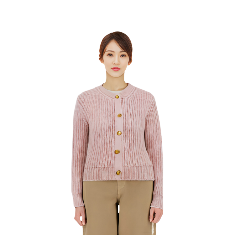 Purchase (W) CELINE SS22 Cárdigan Suéter de Punto de Mohair Rosa Acanalado. 2A47U377N-02CZ