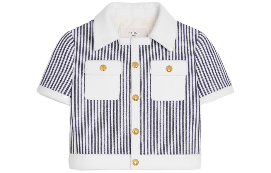 (Women) CELINE  SS23 Striped Pocket Jacket - Blue 2V84O063V-01NQ