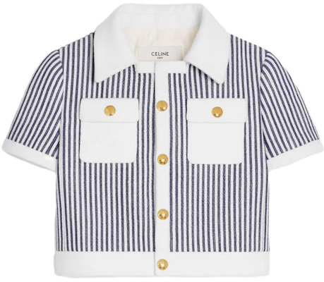 (Women) CELINE SS23 Striped Pocket Jacket - Blue 2V84O063V-01NQ Buy (Women) CELINE SS23 Striped Pocket Jacket - Blue 2V84O063V-01NQ