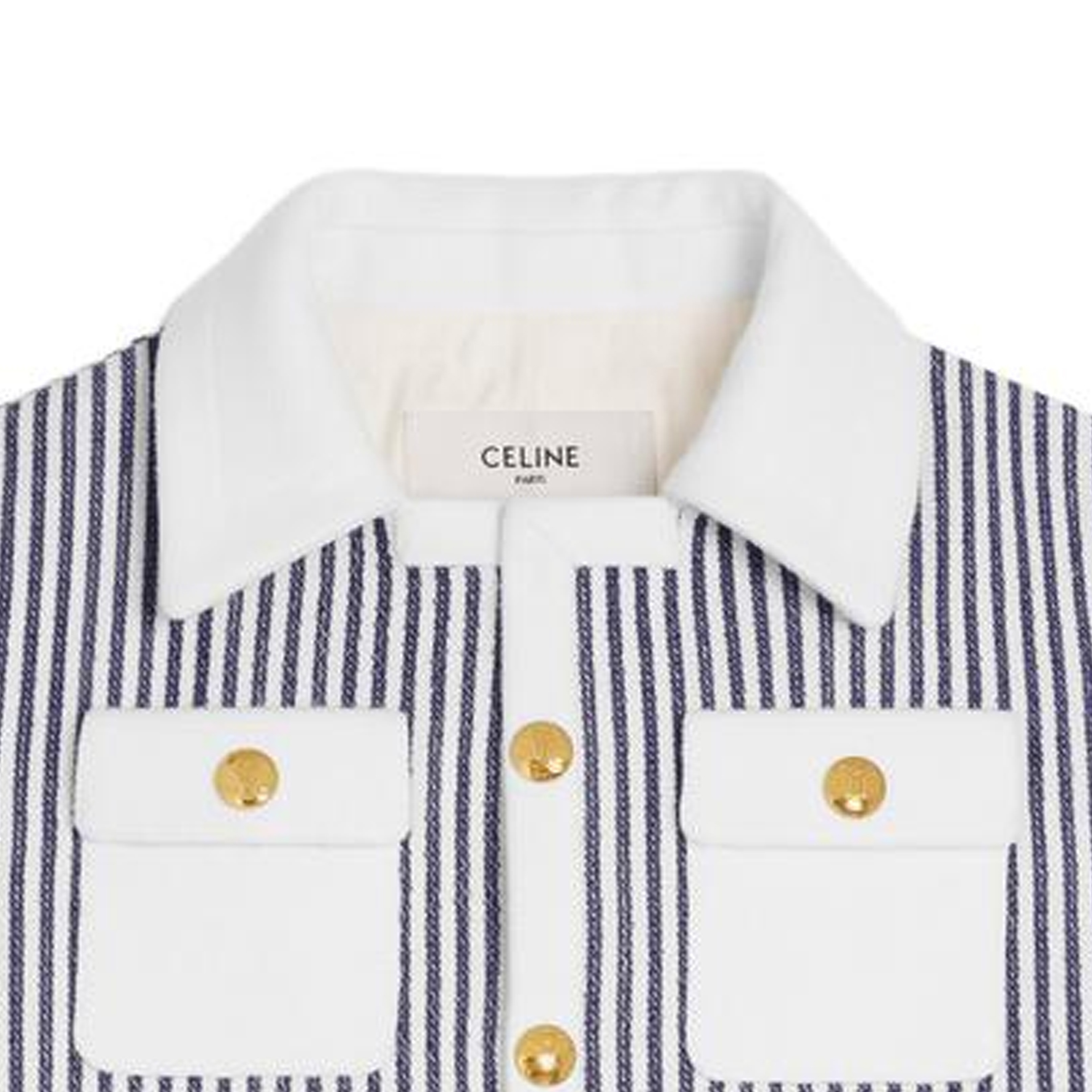 Shop (W) CELINE SS23 Jaket Berpoket Bergaris - Biru 2V84O063V-01NQ