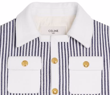 (Women) CELINE SS23 Striped Pocket Jacket - Blue 2V84O063V-01NQ Shop (Women) CELINE SS23 Striped Pocket Jacket - Blue 2V84O063V-01NQ