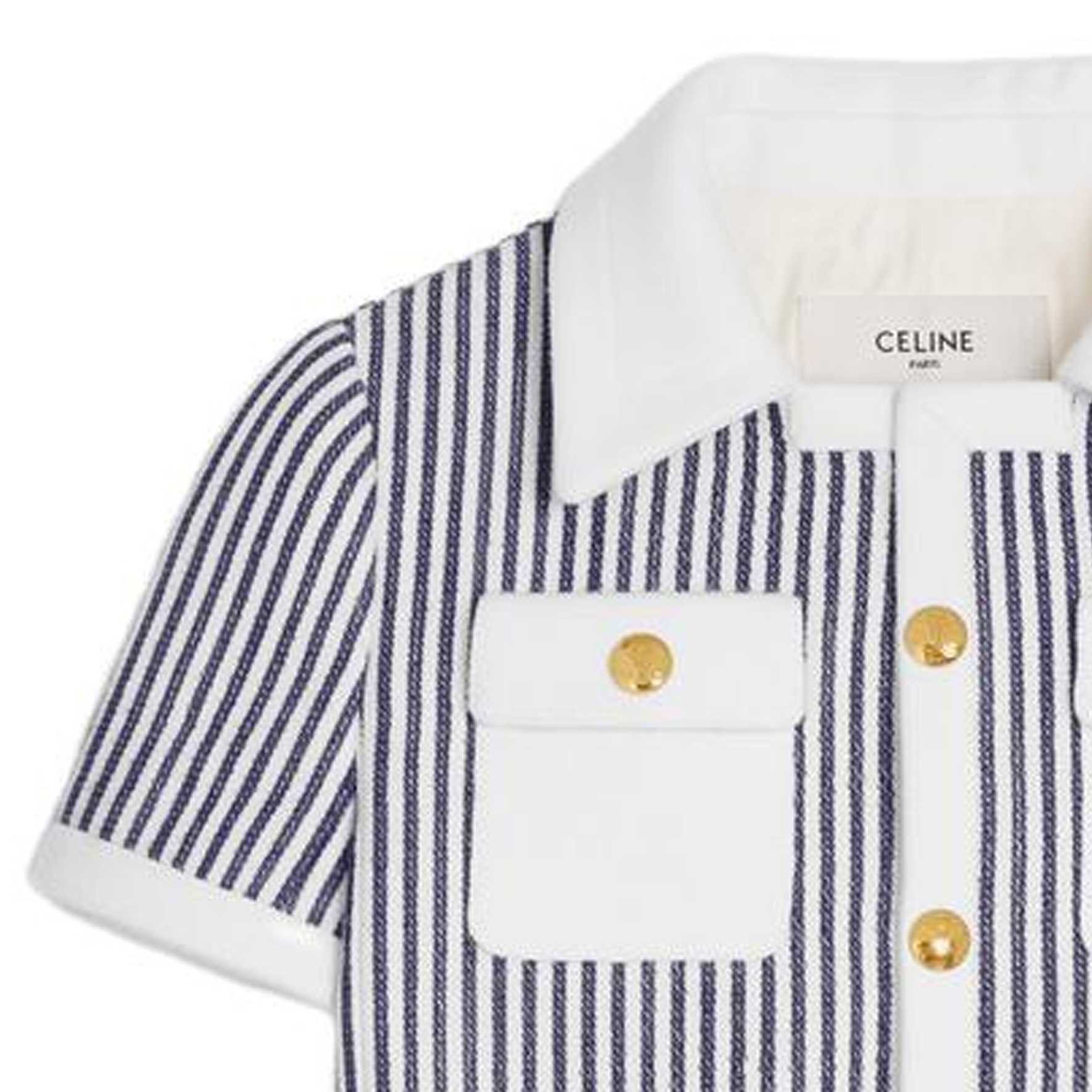 Purchase (W) CELINE SS23 Jaket Berpoket Bergaris - Biru 2V84O063V-01NQ