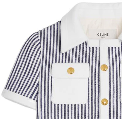 (Women) CELINE SS23 Striped Pocket Jacket - Blue 2V84O063V-01NQ Purchase (Women) CELINE SS23 Striped Pocket Jacket - Blue 2V84O063V-01NQ