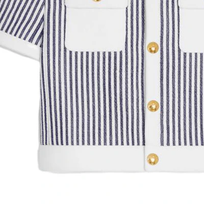 (Women) CELINE SS23 Striped Pocket Jacket - Blue 2V84O063V-01NQ Details for (Women) CELINE SS23 Striped Pocket Jacket - Blue 2V84O063V-01NQ